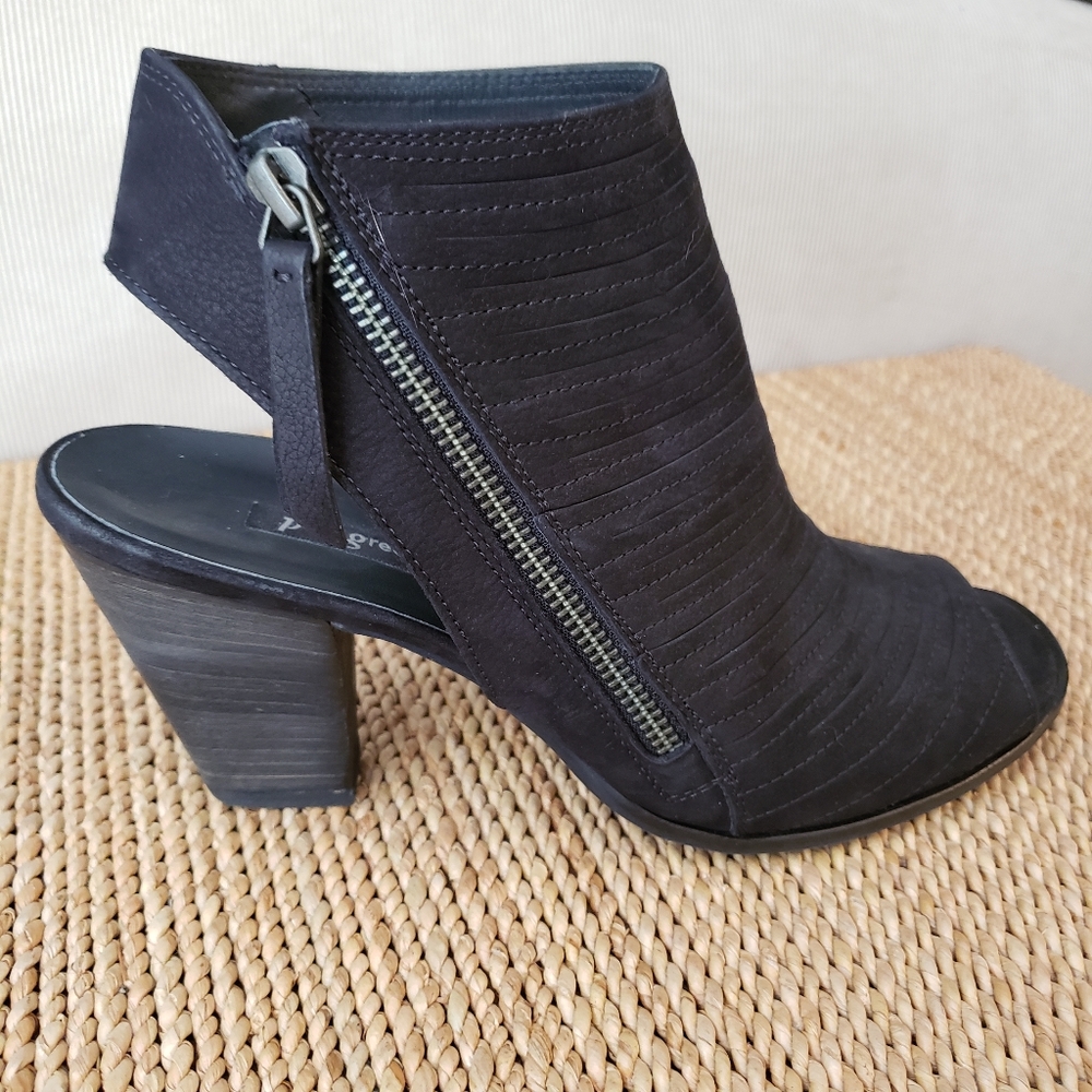 Paul Green Cayenne Cayanne Peep Toe Sandals Black Suede 9US/6.5 UK Like New!